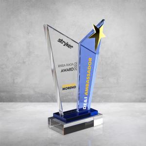 Mavi Camlı Kristal Plaket